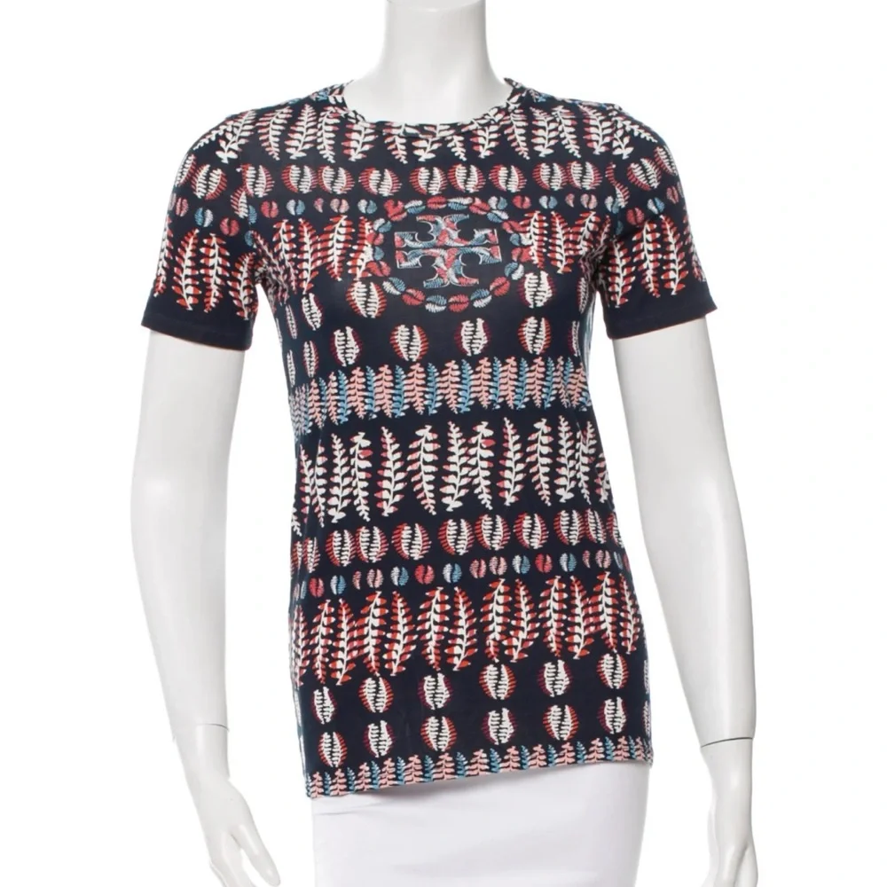 Tory Burch fern Patterned blue and rust T-Shirt cotton size M